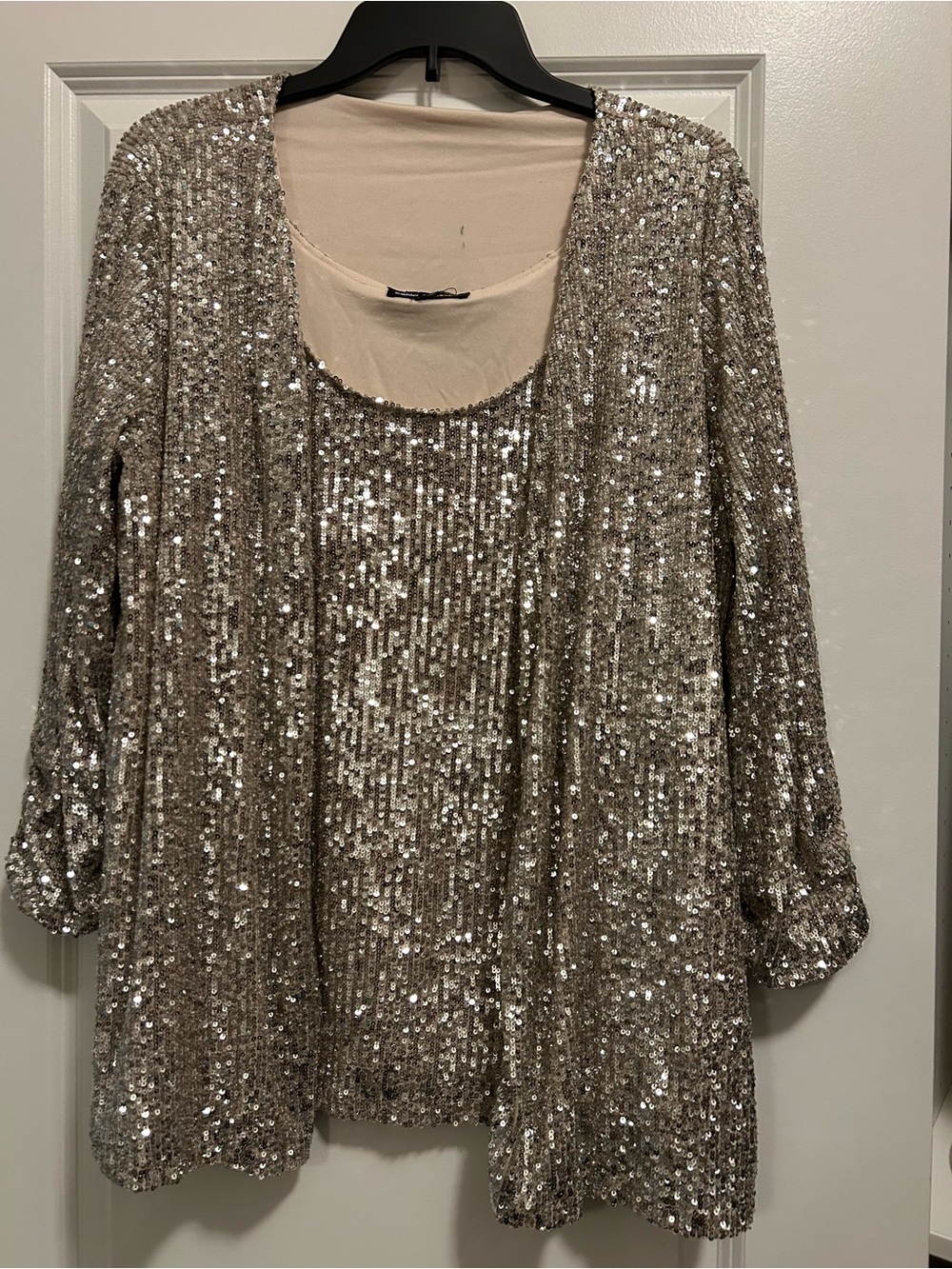 Sequin Scoop Neck Women's Tank and Jacket Set